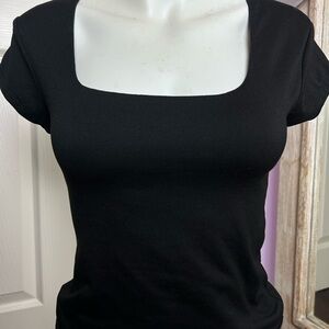 Orange kiss Black Fitted Cap Sleeve Tee